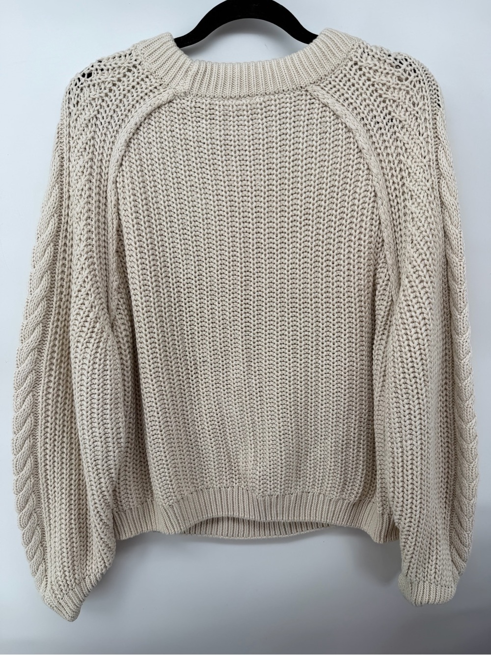 Free People Beige Cream Frankie Cable Sweater Medium - Picture 5 of 7